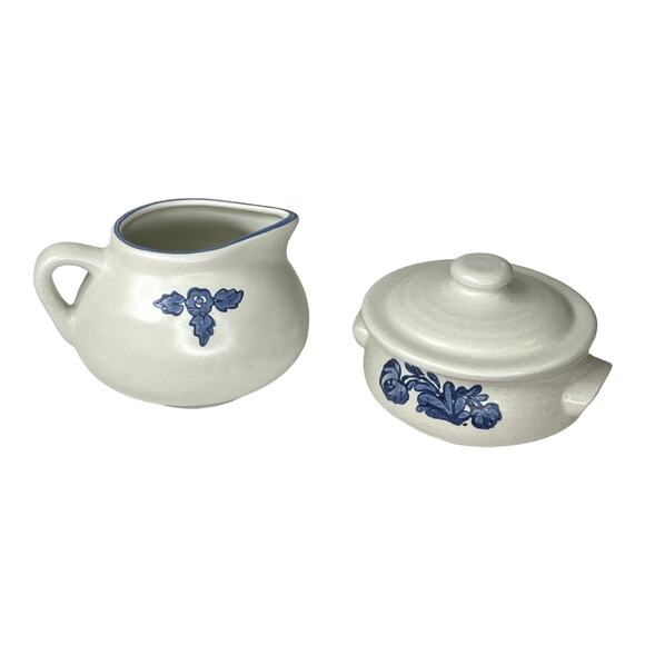Pfaltzgraff Blue CREAM Pitcher & SUGAR Bowl SetYorktowne 3pc Stoneware Dishes - Picture 1 of 10